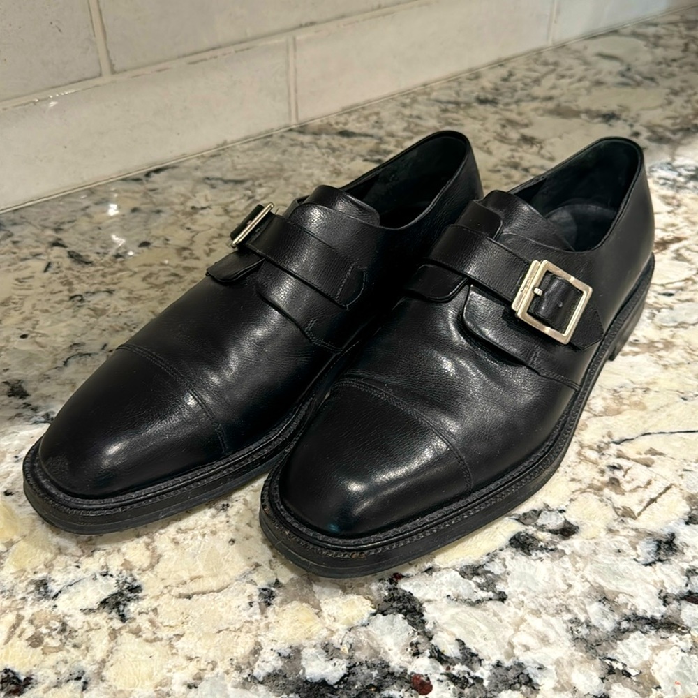 Ferragamo Men’s Single Monkstrap Dress Shoes - Black - 10.5